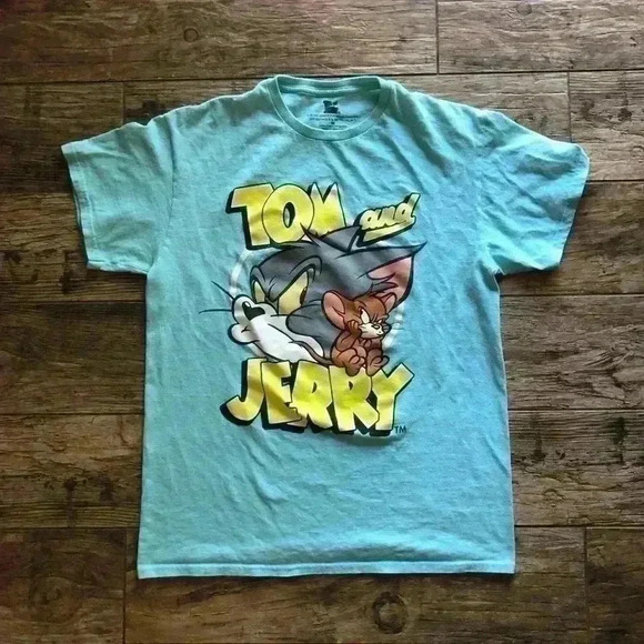 Tom & Jerry Light Blue short sleeve t-shirt Mens Medium - Picture 2 of 4